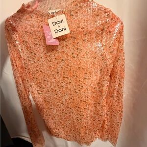 Davi & Dani Peach Sequin Blouse